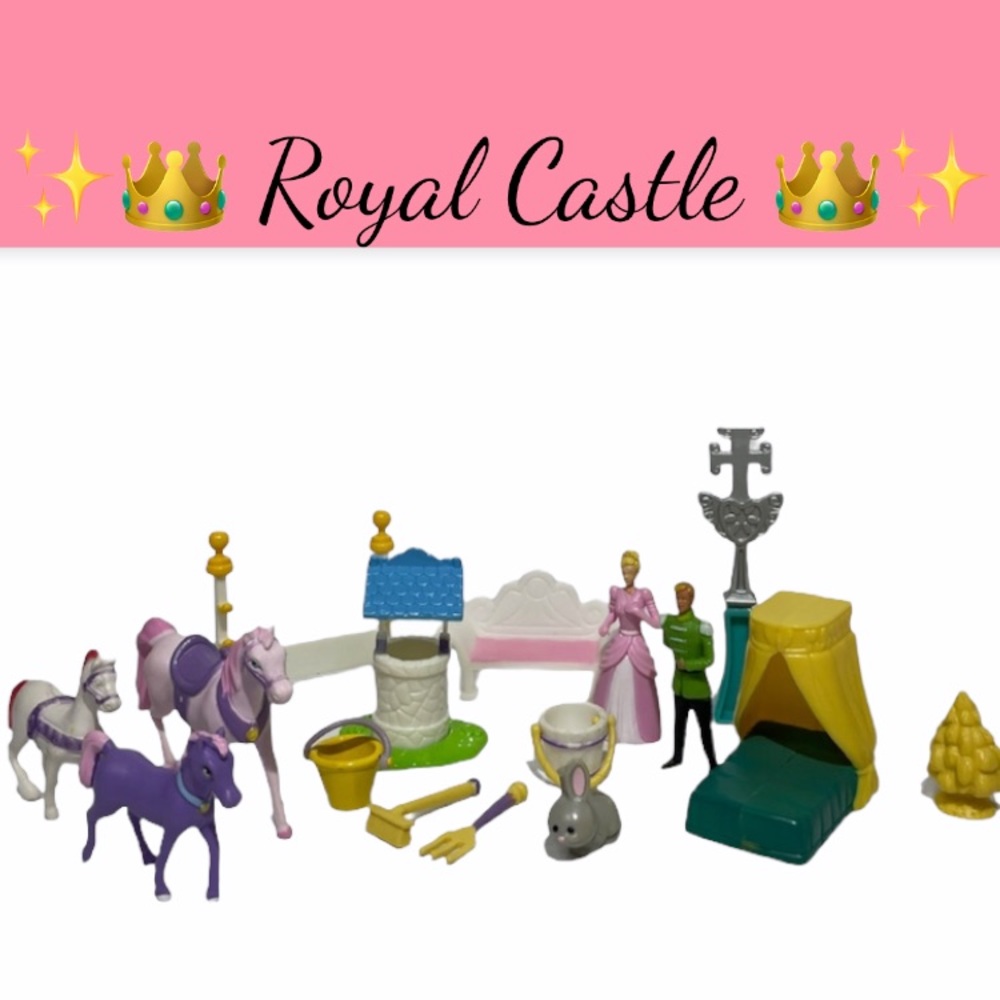 Vintage Dolls Castle Set 16 Pc Royal Horses Doll House Accessories Vintage Toys